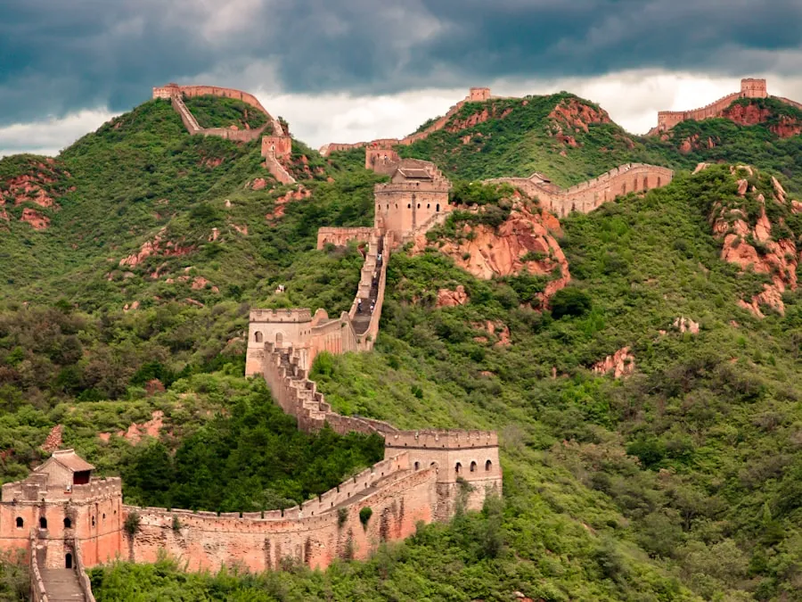The Great Wall of China across the mountains