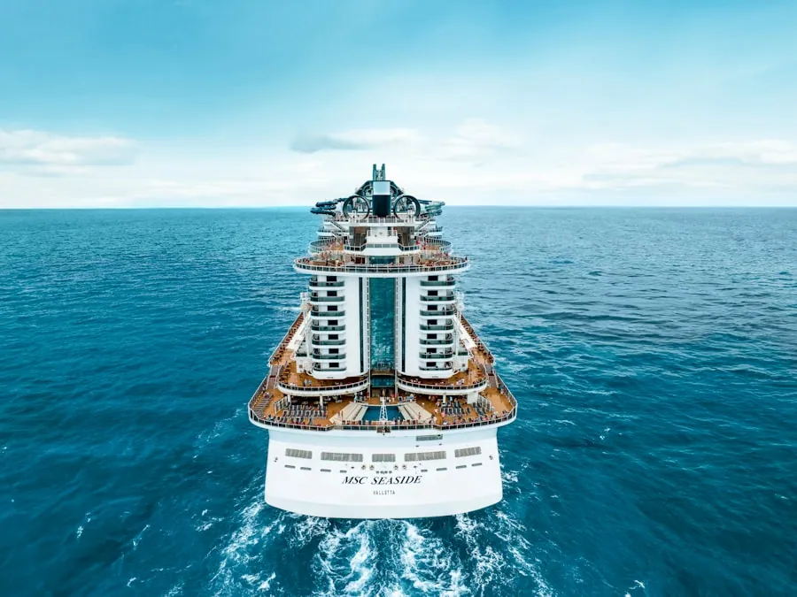 A luxury cruise ship on the open ocean