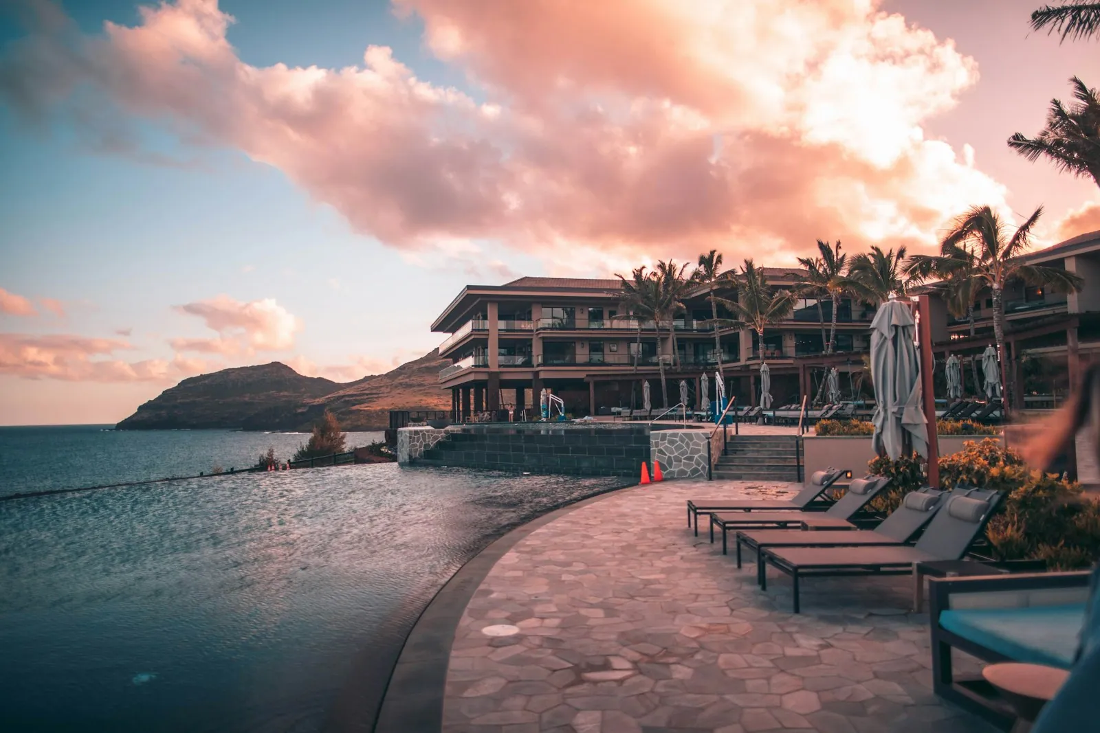 A clifftop infinity pool overlooking the open sea